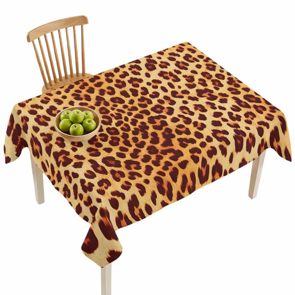 Rectangle Tablecloths, Leopard Print Animal Print Texture Waterproof Table Cloths, Wild Style Spillproof Decorative Dining Table Covers for Kitchen,Indoor Outdoor Parties, Camping 52x70in