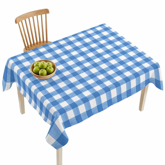 Rectangle Tablecloths, Light Blue Gingham Check Waterproof Table Cloths, Country Classic Plaid Spillproof Decorative Dining Table Covers for Kitchen,Indoor Outdoor Parties, Camping 60x84in