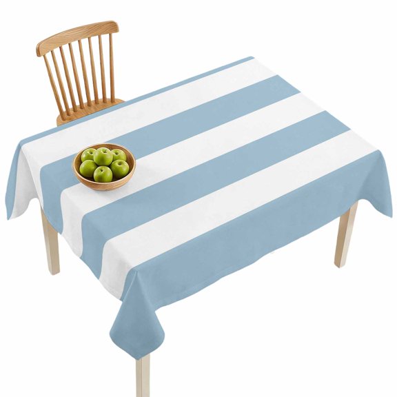 Rectangle Tablecloths, Light Blue and White Striped Waterproof Table Cloths, Horizontal Wide Stripe Spillproof Decorative Dining Table Covers for Kitchen,Indoor Outdoor Parties, Camping 52x70in