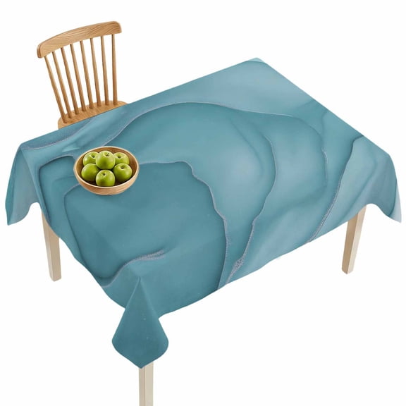 Rectangle Tablecloths, Mint Green Marble Fluid Art Waterproof Table Cloths, Modern Abstract Turquoise Spillproof Decorative Dining Table Covers for Kitchen,Indoor Outdoor Parties, Camping 60x84in