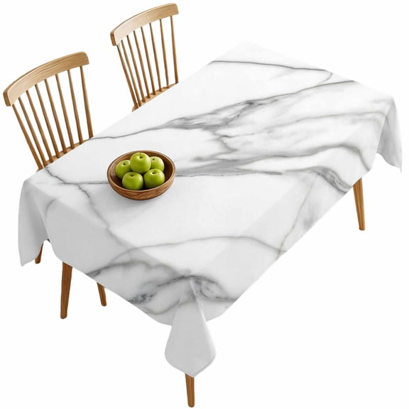 Rectangle Tablecloths, Modern Marble Texture Art Waterproof Table Cloths, Nature Stone Artwork Grey Spillproof Decorative Dining Table Covers for Kitchen,Indoor Outdoor Parties, Camping 60x120in