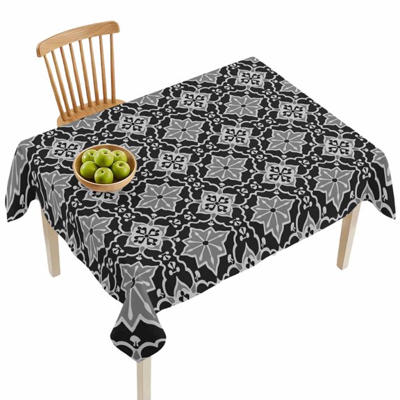Rectangle Tablecloths, Moroccan Classical Rhombus Pattern Waterproof Table Cloths, Kaleidoscope Abstract Art Spillproof Decorative Dining Table Covers for Kitchen,Indoor Parties, Camping 60x84in