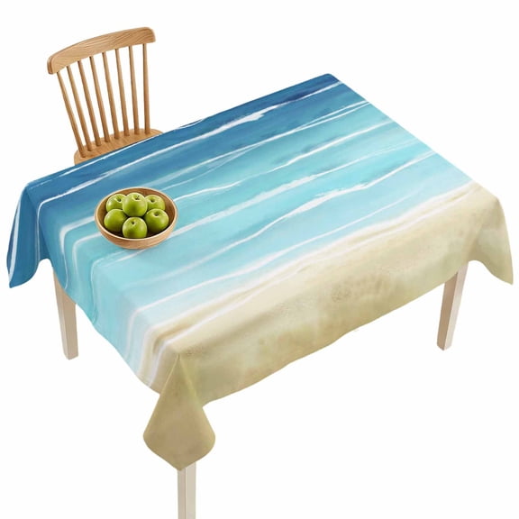 Rectangle Tablecloths, Navy Blue Gradient Water Ripple Waterproof Table Cloths, Summer Ocean Theme Spillproof Decorative Dining Table Covers for Kitchen,Indoor Outdoor Parties, Camping 60x84in