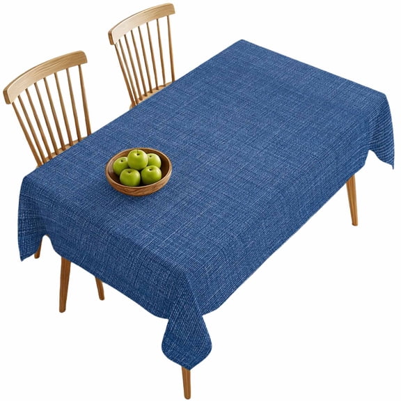 Rectangle Tablecloths, Navy Blue Retro Linen Waterproof Table Cloths, Modern Minimalist Style Spillproof Decorative Dining Table Covers for Kitchen,Indoor Outdoor Parties, Camping 60x120in