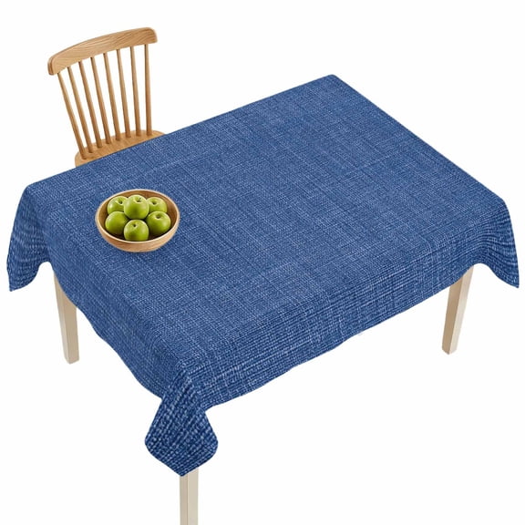 Rectangle Tablecloths, Navy Blue Retro Linen Waterproof Table Cloths, Modern Minimalist Style Spillproof Decorative Dining Table Covers for Kitchen,Indoor Outdoor Parties, Camping 52x70in