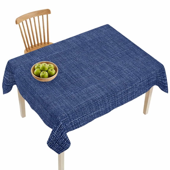 Rectangle Tablecloths, Navy Blue Retro Linen Waterproof Table Cloths, Solid Color Spillproof Decorative Dining Table Covers for Kitchen,Indoor Outdoor Parties, Camping 52x70in