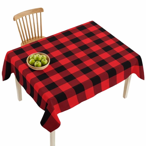 Rectangle Tablecloths, Red Black Buffalo Lattice Waterproof Table Cloths, Classic Modern Plaid Spillproof Decorative Dining Table Covers for Kitchen,Indoor Outdoor Parties, Camping 60x84in