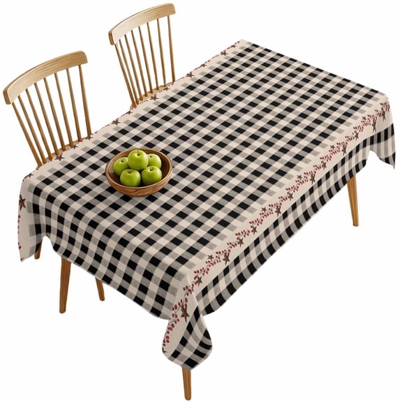 Rectangle Tablecloths, Retro Black White Checkered Waterproof Table Cloths, Country Stars Stripes Spillproof Decorative Dining Table Covers for Kitchen,Indoor Outdoor Parties, Camping 54x108in