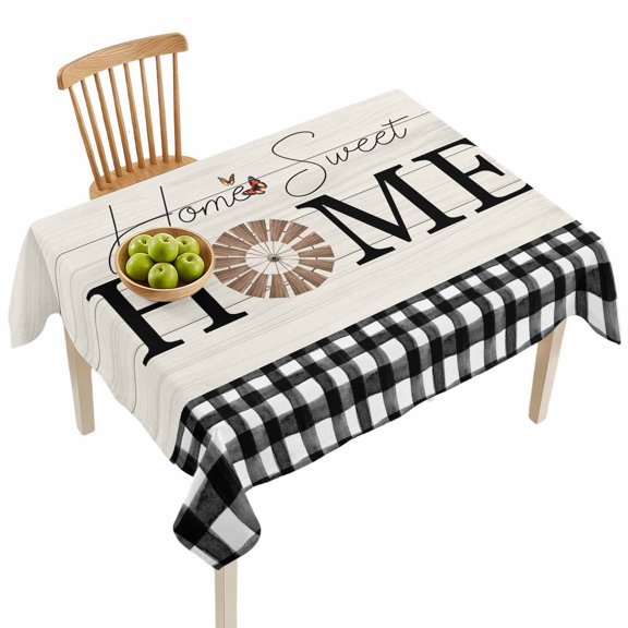 Rectangle Tablecloths, Retro Wrhite Wood Grain Seamless Waterproof Table Cloths, Classical Buffalo Check Spillproof Decorative Dining Table Covers for Kitchen,Indoor Outdoor Parties, Camping 52x70in