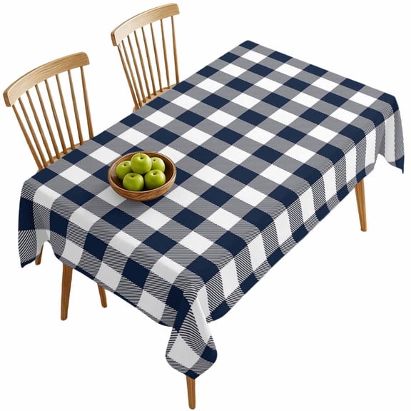 Rectangle Tablecloths, Rustic Buffalo Check Waterproof Table Cloths, Blue and White Lattice Spillproof Decorative Dining Table Covers for Kitchen,Indoor Outdoor Parties, Camping 54x108in