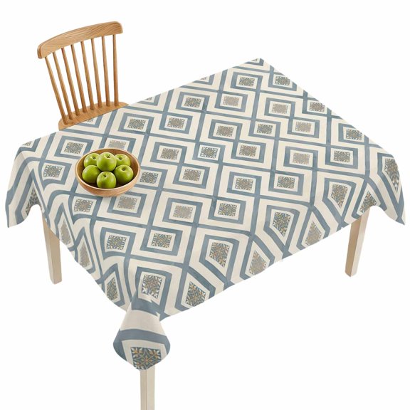 Rectangle Tablecloths, Seamless Diamond Geometric Lattice Waterproof Table Cloths, Modern Stripe Grid Checker Spillproof Decorative Dining Table Covers for Kitchen,Indoor Parties, Camping 52x70in