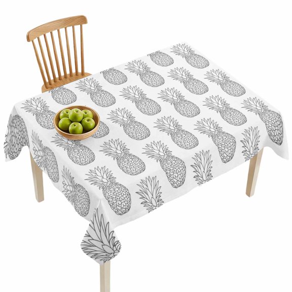Rectangle Tablecloths, Seamless Grey Pineapple Waterproof Table Cloths, Rustic Farmhouse Fruit Theme Spillproof Decorative Dining Table Covers for Kitchen,Indoor Outdoor Parties, Camping 60x84in