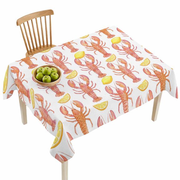 Rectangle Tablecloths, Watercolor Fruits Lemons Waterproof Table Cloths, Retro Animal Crayfish Spillproof Decorative Dining Table Covers for Kitchen,Indoor Outdoor Parties, Camping 60x84in