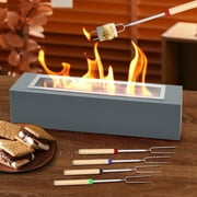EAST FLAME Metal Rectangle Tabletop Fire Pit, Protable Fireplace Smores Maker with 4 Roasting Sticks,Gift for Christmas