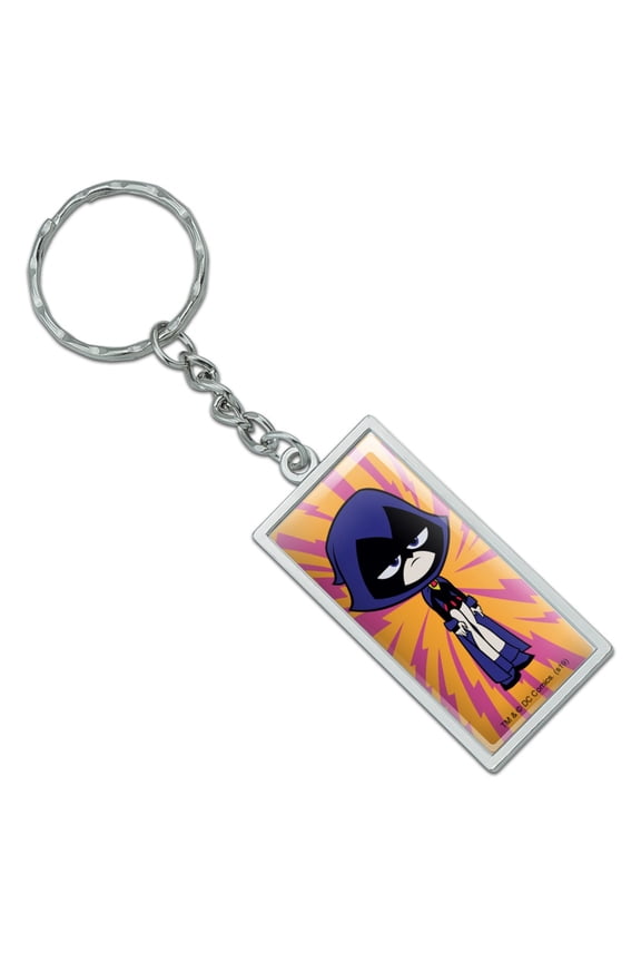 Rectangle Teen Titans Go! Raven Keychain in Chrome Plated Metal