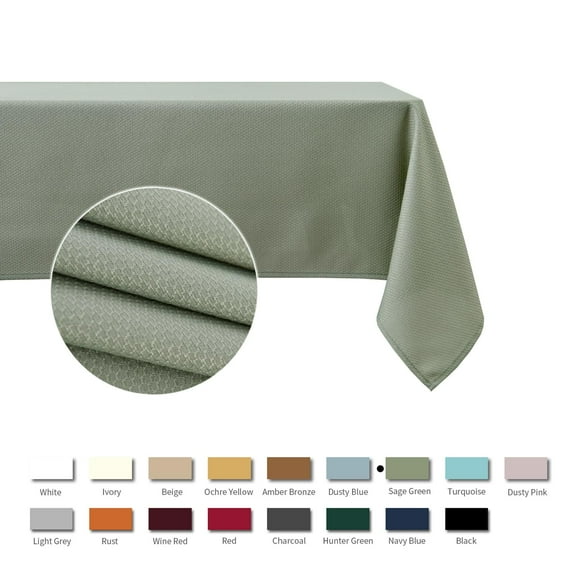 Rectangle Textured Tablecloth, Waterproof Spillproof Wrinkle Free Table Cloth, Fabric Table Cover for Kitchen, Dining, Cafe, Restaurant, Wedding, Party, Indoor Outdoor, Sage Green, 52x70 Inch