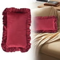 thumbnail image 1 of Rectangle Throw Pillow Covers, Multiple Color Ruffled Pillow Covers, Farmhouse Decoration Pillow Cover, 1Pcs Throw Pillow Case for Couch Bed, Red Pillow Covers 19.6x11.8 In, 1 of 3