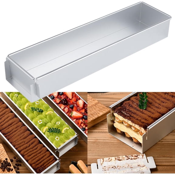 Rectangle Tiramisu Cake Pan:Non Stick Cheesecake Pan for Baking,Cake Molds for Baking with Removable Opening, Length 16 in,Aluminum Alloy Material