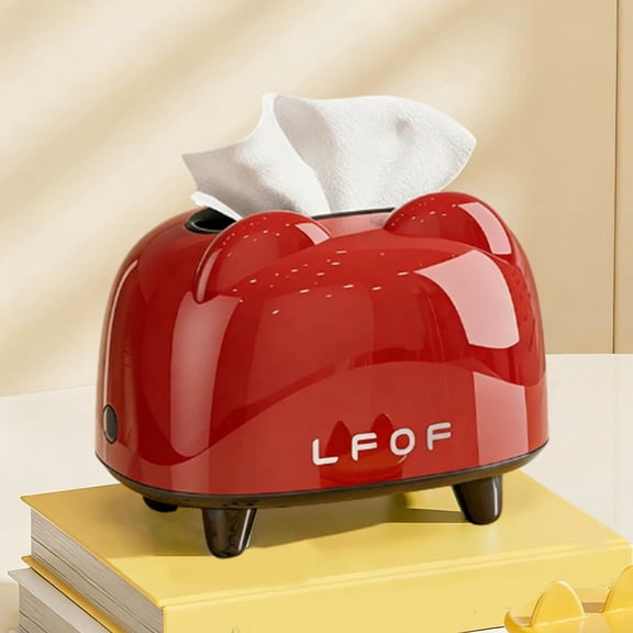 Rectangle Tissue Box Cover Holder, Durable Napkin Dispenser for Tabletop, Bathroom, Car, Office, 8.07L x 5.31W x 5.91H Inches, Red