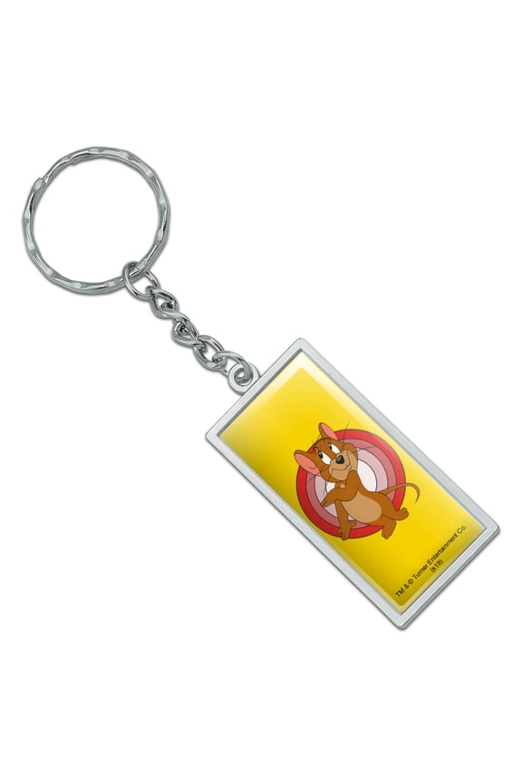 Rectangle Tom and Jerry Jerry Character Keychain in Chrome Plated Metal