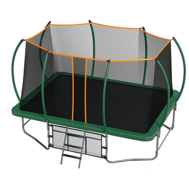 Rectangle Trampoline 8x14 FT for Kids Adults with Curved Poles