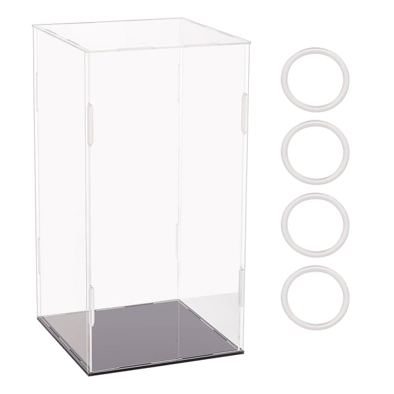 Rectangle Transparent Acrylic Minifigures Display Boxes with Black Base for Models Building Blocks Display Holders Clear 16x16x30.5cm