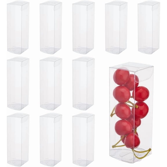 Rectangle Transparent Plastic PVC Box Gift Packaging Waterproof Folding Box for Toys & Molds Clear Box: 4x4x12cm 40pcs