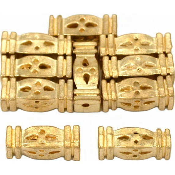 Rectangle Tube Beads Gold Plated Beading 13mm Approx 10