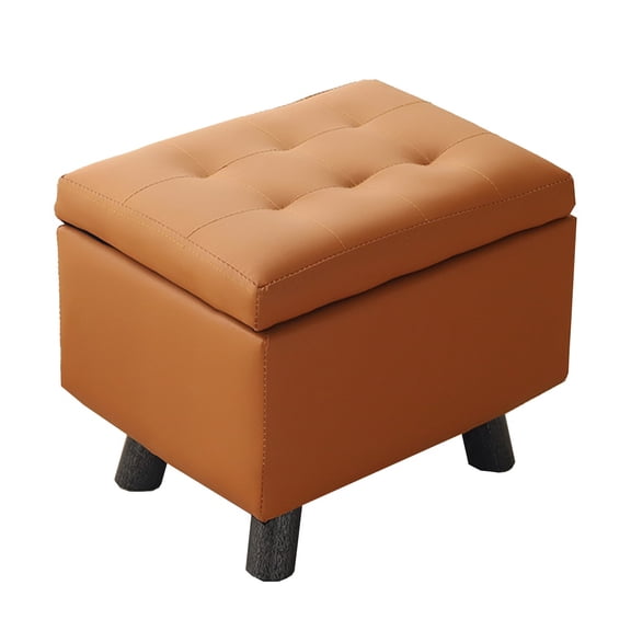 Rectangle Upholstered Ottoman With Storage Leather Ottoman Foot Rest For Couch Vanity Stool Foot Rest With Lid Pouf Footstool Chair For Living Room, Makeup Room, Bathroom