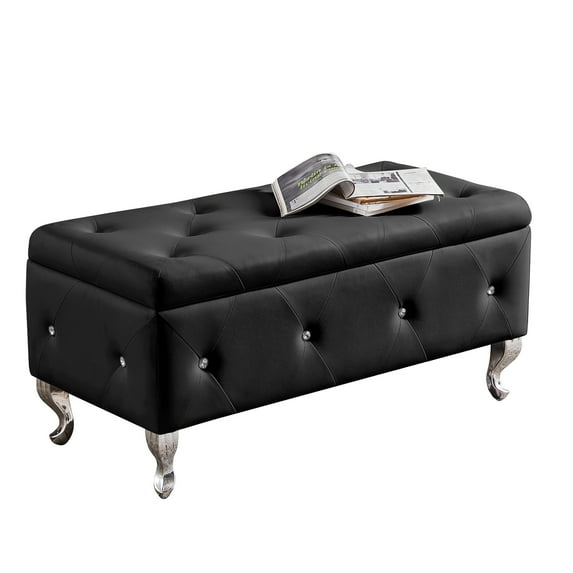 Rectangle Velvet Padded Storage Ottoman Bench 250lbs Load Capacity Entryway Shoe Bench For Bedroom Living Room End Of Bed (38.19''L x 18.11''W x 17.72''H)