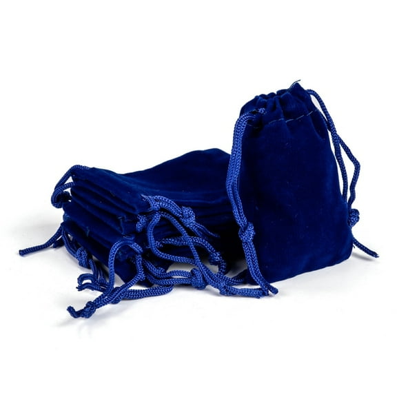 Rectangle Velvet Pouches Gift Bags Dark Blue 7x5cm
