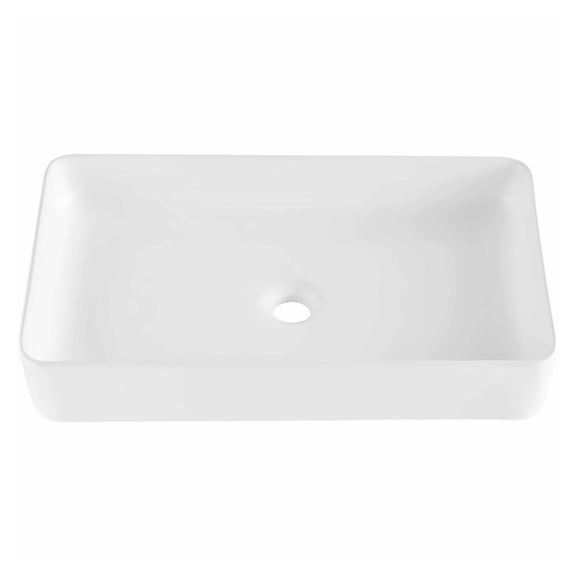 Rectangle Vessel Sink, 24"x13.8", White Ceramic Bathroom Sink, Above Counter Modern Design, Durable for Bathroom Vanity, Hotel, RV