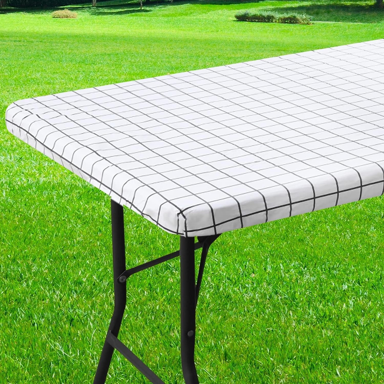 Rectangle Vinyl Table Cloth, Elastic Fitted Flannel Backed Plastic ...