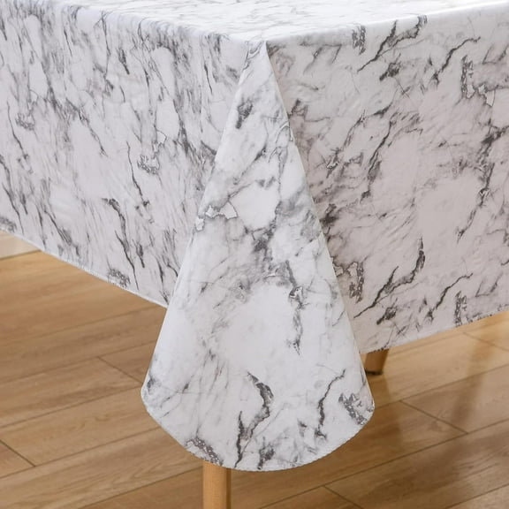 Rectangle Vinyl Tablecloth, 60x102 Inch Tablecloths Vinyl Flannel Backed Tablecloth Waterproof, Wipeable Spillproof Plastic Tablecloth Table Cover for Dining, Camping, Indoor/Outdoor
