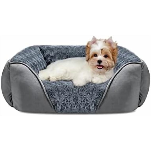Rectangle Washable Orthopedic Dog Bed for Small, Medium and Large Dogs, Soft Calming, Sleeping Puppy Bed Durable Pet Cuddler with Anti-Slip Bottom, S (20"x19"x6")