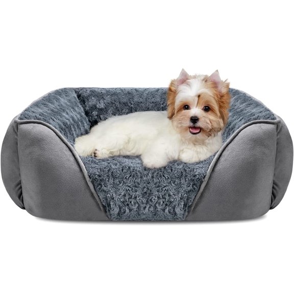 Rectangle Washable Orthopedic Dog Bed for Small, Medium and Large Dogs, Soft Calming, Sleeping Puppy Bed Durable Pet Cuddler with Anti-Slip Bottom, S (20"x19"x6")