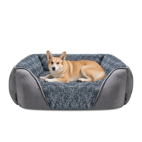 Dog Beds for Medium Sized Dogs, Washable Cozy Rectangle Pet Beds, Dog Couch Bed, Cat Beds with Anti Slip Bottom, Gray, 30"x24"x9"