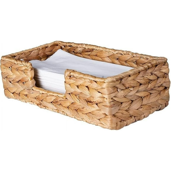 Rectangle Water Hyacinth Napkin Holders For Kitchen And Bathroom, Guest Towel Holder Tray For Bathroom, Handcrafted Flat Napkin Holder Basket, Wicker Accessories for Home Decor, Restaurants, Cafe