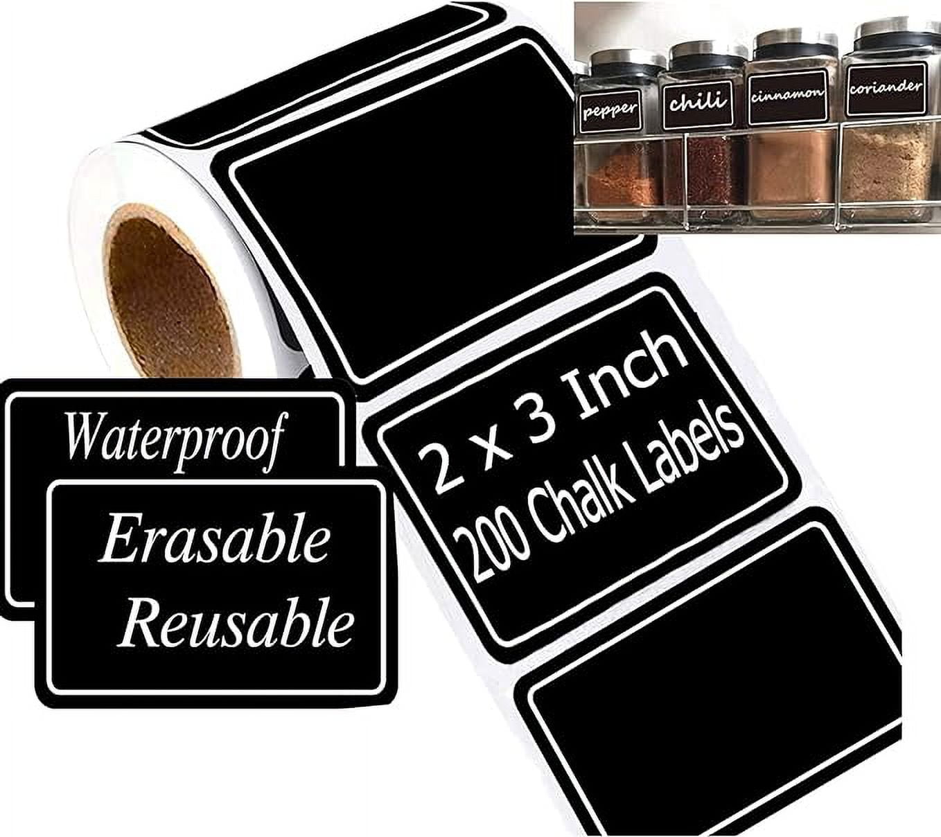 Rectangle Waterproof Chalkboard Label Stickers Reusable Pantry Labels 2" x 3" Black Rectangle