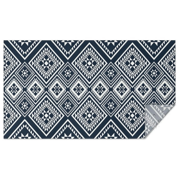 Rectangle Waterproof Tablecloth 60×102 Inch, Black Strip Boho Reusable Indoor/Outdoor Durable Table Cover for Party Kitchen Dinner Room Decor