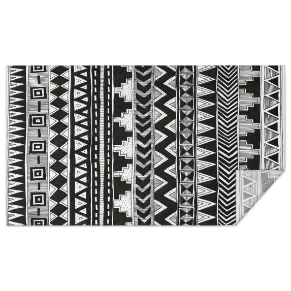 Rectangle Waterproof Tablecloth 60×102 Inch, Black Strip Boho Reusable Indoor/Outdoor Durable Table Cover for Party Kitchen Dinner Room Decor