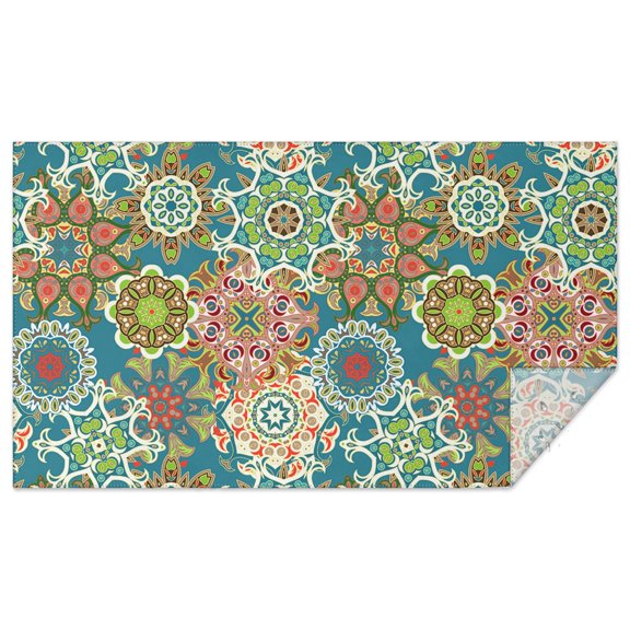 Rectangle Waterproof Tablecloth 60×102 Inch, Mandala Ethnic Art Motifs Reusable Indoor/Outdoor Durable Table Cover for Party Kitchen Dinner Room Decor