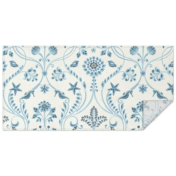 Rectangle Waterproof Tablecloth 60×120 Inch, Blue Floral Reusable Indoor/Outdoor Durable Table Cover for Party Kitchen Dinner Room Decor