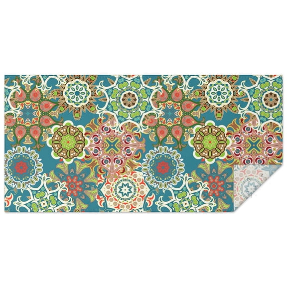 Rectangle Waterproof Tablecloth 60×120 Inch, Mandala Ethnic Art Motifs Reusable Indoor/Outdoor Durable Table Cover for Party Kitchen Dinner Room Decor