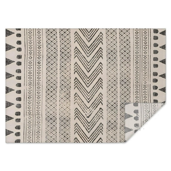 Rectangle Waterproof Tablecloth 60×84 Inch, Black Bohemian Style Reusable Indoor/Outdoor Durable Table Cover for Party Kitchen Dinner Room Decor