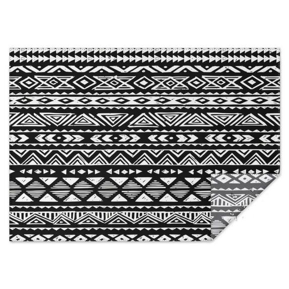 Rectangle Waterproof Tablecloth 60×84 Inch, Black Bohemian Style Reusable Indoor/Outdoor Durable Table Cover for Party Kitchen Dinner Room Decor