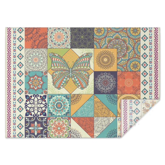 Rectangle Waterproof Tablecloth 60×84 Inch,Bohemian Style Reusable Indoor/Outdoor Durable Table Cover for Party Kitchen Dinner Room Decor