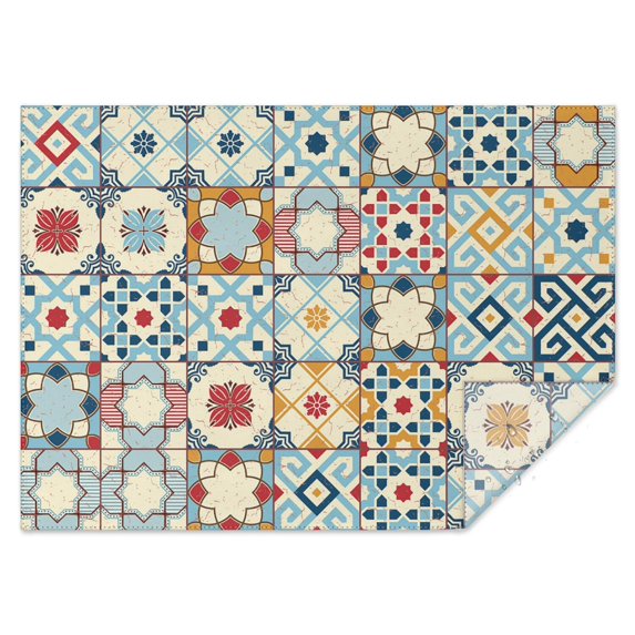 Rectangle Waterproof Tablecloth 60×84 Inch, Colorful Mix Pattern Reusable Indoor/Outdoor Durable Table Cover for Party Kitchen Dinner Room Decor