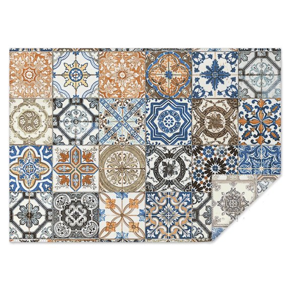 Rectangle Waterproof Tablecloth 60×84 Inch, Marrakesh Color Mix Art Pattern Reusable Indoor/Outdoor Durable Table Cover for Party Kitchen Dinner Room Decor
