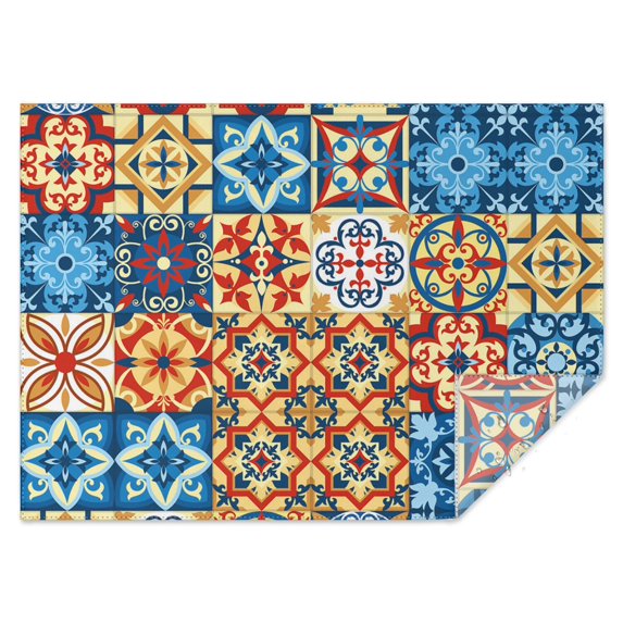 Rectangle Waterproof Tablecloth 60×84 Inch, Mosaic Decorative Pattern Reusable Indoor/Outdoor Durable Table Cover for Party Kitchen Dinner Room Decor